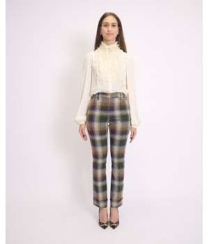 Olla Pareg pantaloni check verde P6860