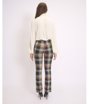 Olla Pareg pantaloni check verde P6860