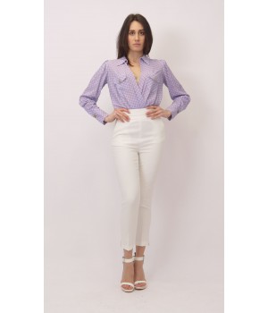 Elisabetta Franchi Camicia stampa morsetti lavanda CB01411E2