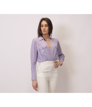 Elisabetta Franchi Camicia stampa morsetti lavanda CB01411E2