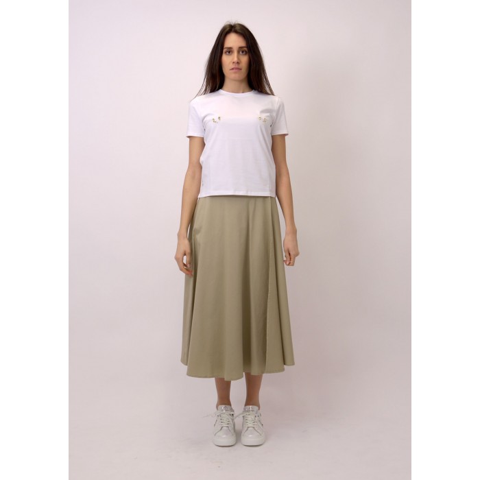 Elisabetta Franchi t-shirt con piercing bianco MA18N11E2