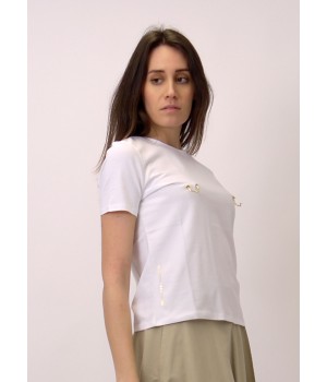 Elisabetta Franchi t-shirt con piercing bianco MA18N11E2