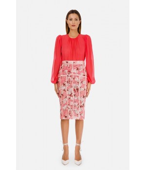 CA27711E2 Elisabetta Franchi camicia in georgette di seta amaranto