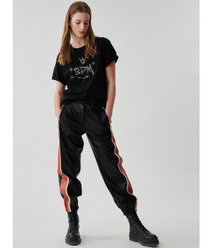 D8PM12P30 8PM pantalone in ecopelle nero Alma