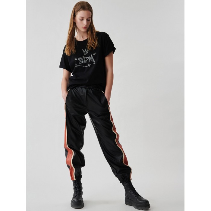 D8PM12P30 8PM pantalone in ecopelle nero Alma