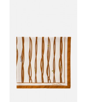 Foulard in twill di seta belt-logo elisabetta franchi burro cuoio  FO01F16E2