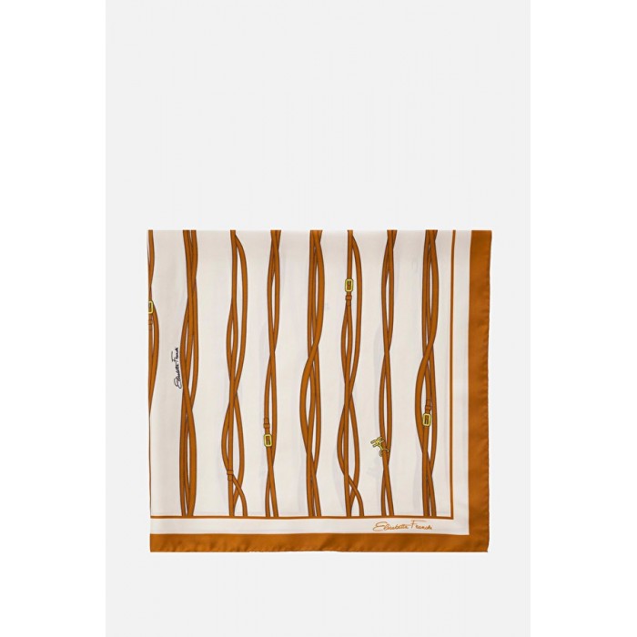 Foulard in twill di seta belt-logo elisabetta franchi burro cuoio  FO01F16E2