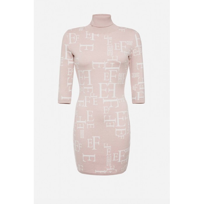 Elisabetta Franchi abito stampa lettering calce AM63Q16E2