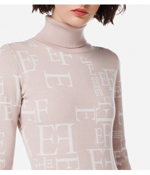 Elisabetta Franchi abito stampa lettering calce AM63Q16E2