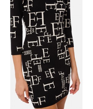 Elisabetta Franchi abito stampa lettering calce AM63Q16E2