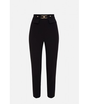 PA38616E2 Elisabetta Franchi pantalone con logo light nero