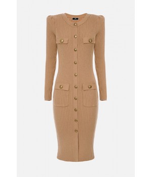 Elisabetta Franchi tubino in maglia cammello AM44G16E2