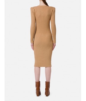 Elisabetta Franchi tubino in maglia cammello AM44G16E2