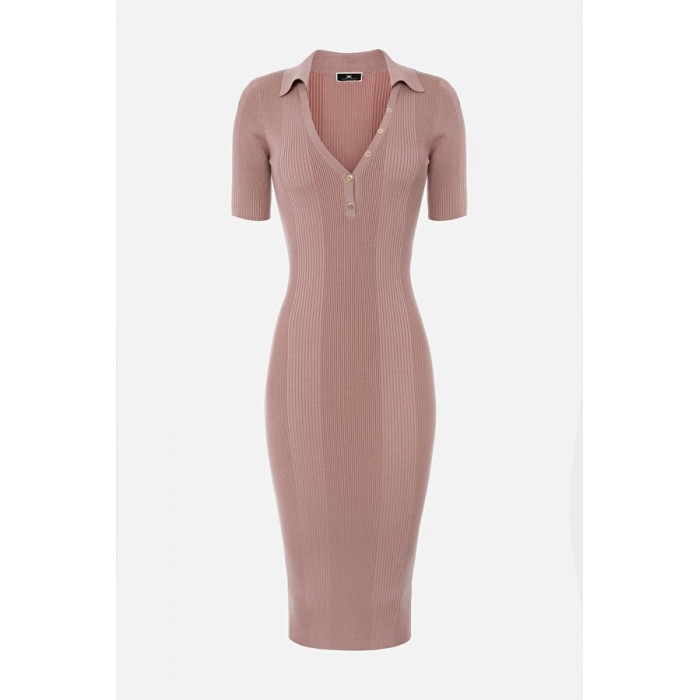 AM20B16E2 Elisabetta Franchi abito in maglia con bottoncini malva