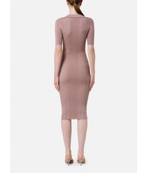 AM20B16E2 Elisabetta Franchi abito in maglia con bottoncini malva