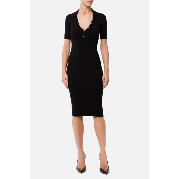 AM20B16E2 Elisabetta Franchi abito in maglia con bottoncini nero
