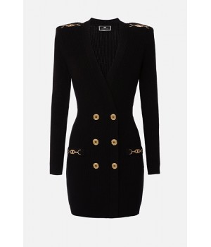 Elisabetta Franchi robe manteau in maglia con dettaglio nero AM41S16E2
