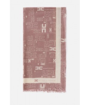 SC04F16E2 Elisabetta Franchi sciarpa stampa logo malva