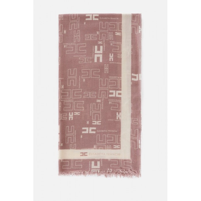 SC04F16E2 Elisabetta Franchi sciarpa stampa logo malva