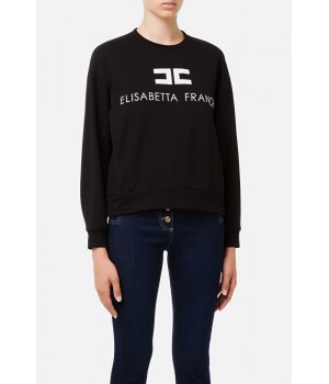 MD00116E2 Elisabetta Franchi felpa logo nero avorio