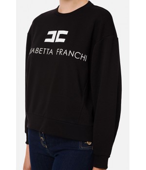 MD00116E2 Elisabetta Franchi felpa logo nero avorio