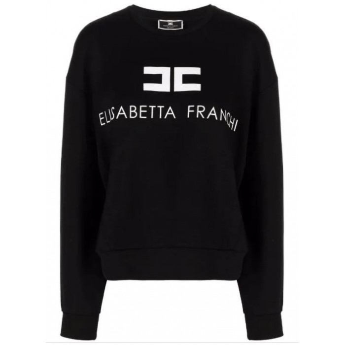 MD00116E2 Elisabetta Franchi felpa logo nero avorio