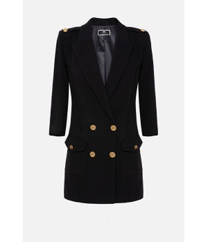 AB08616E2 Elisabetta Franchi robe manteau con bottoni oro nero