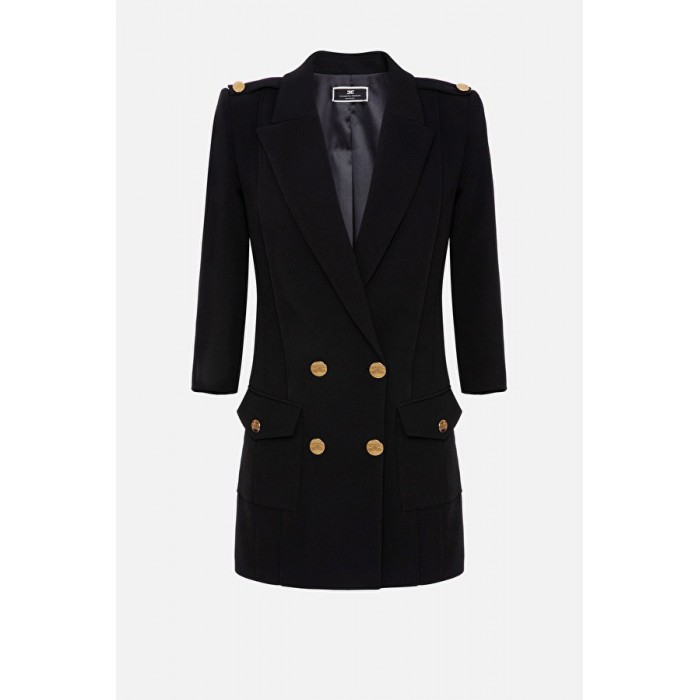 AB08616E2 Elisabetta Franchi robe manteau con bottoni oro nero