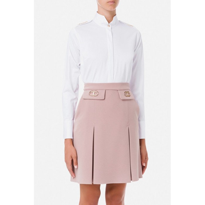 CA34216E2 Elisabetta Franchi camicia in raso di cotone avorio