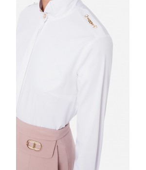 CA34216E2 Elisabetta Franchi camicia in raso di cotone avorio