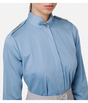 Elisabetta Franchi camicia in raso di cotone baby blue CA34216E2