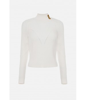 MK39G16E2 Elisabetta Franchi maglioncino a coste avorio