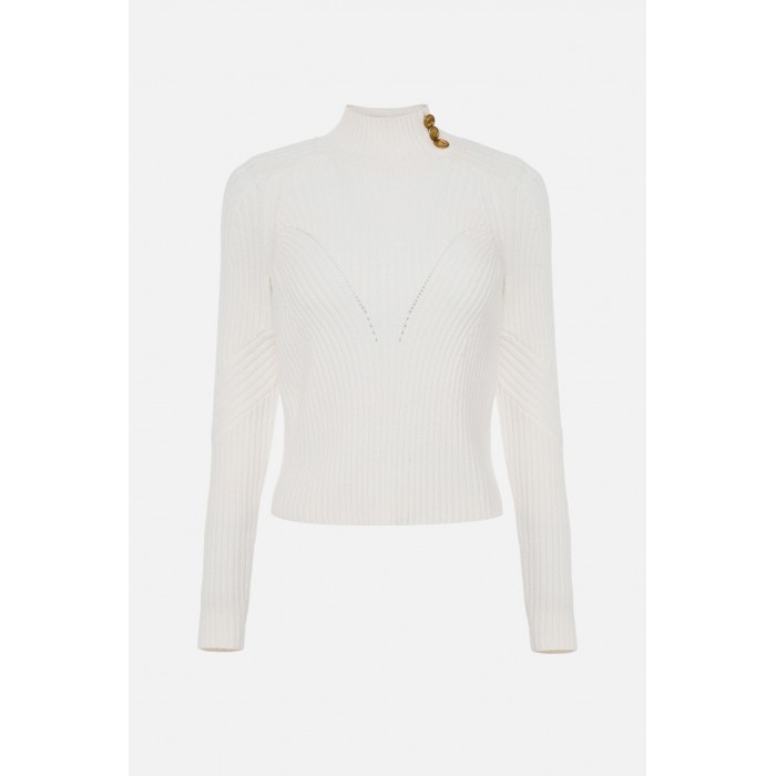 MK39G16E2 Elisabetta Franchi maglioncino a coste avorio