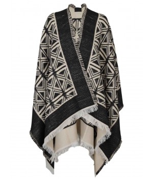 MT03F16E2 Elisabetta Franchi mantella jaquard morsetto logo nero burro