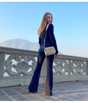 A21CPPA017 Simona Corsellini Pantalone a zampa blu notte