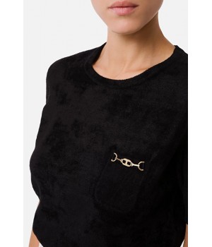 MK37S16E2 Elisabetta Franchi t-shirt in ciniglia nero