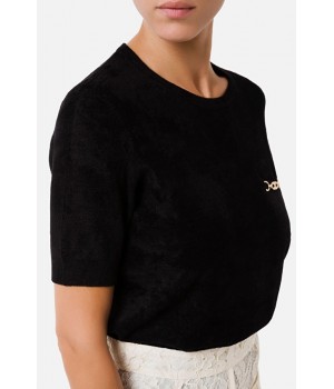 MK37S16E2 Elisabetta Franchi t-shirt in ciniglia nero