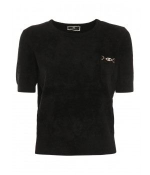 MK37S16E2 Elisabetta Franchi t-shirt in ciniglia nero