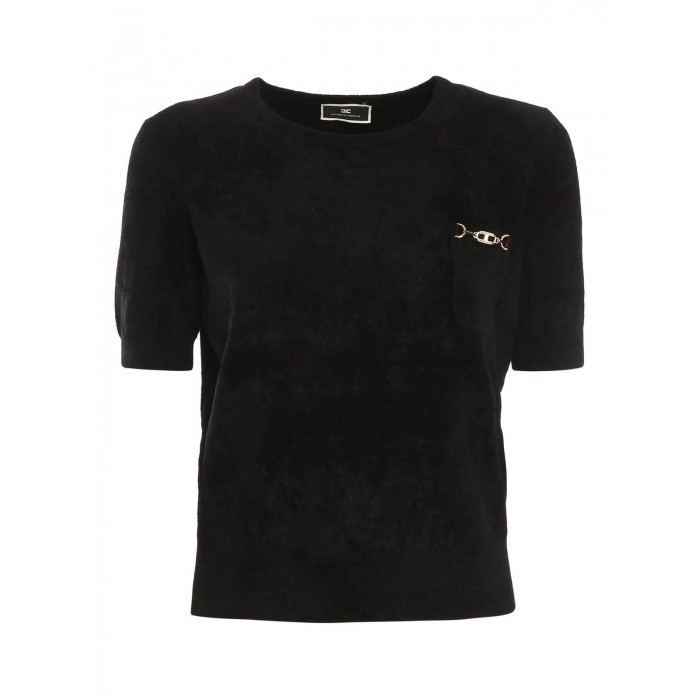 MK37S16E2 Elisabetta Franchi t-shirt in ciniglia nero