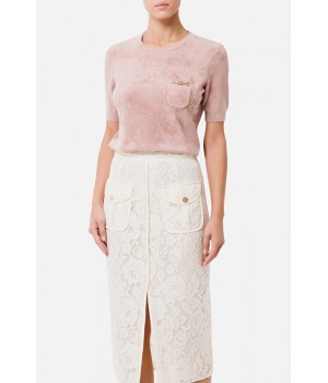 MK37S16E2 Elisabetta Franchi t-shirt in ciniglia malva