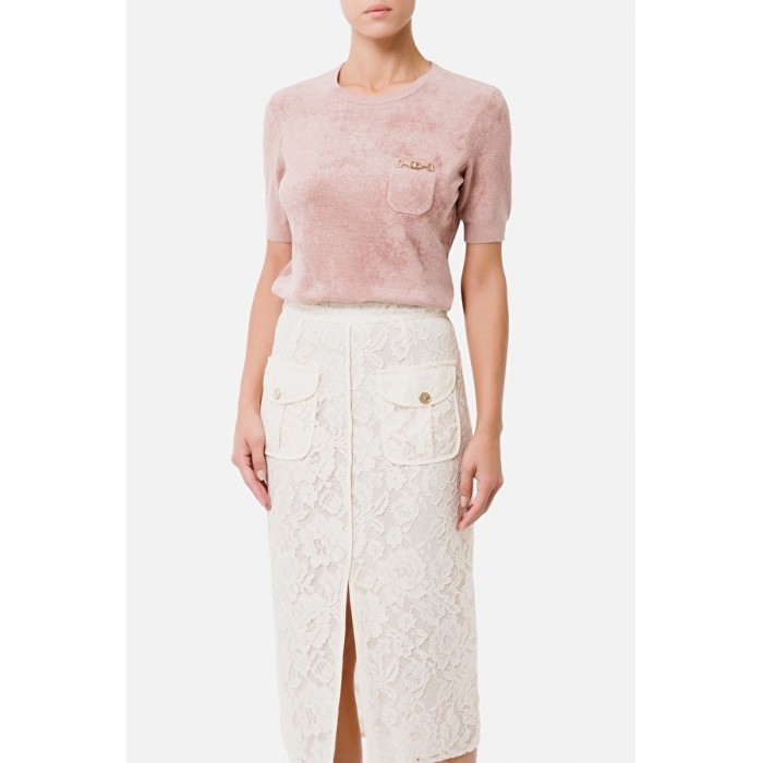 MK37S16E2 Elisabetta Franchi t-shirt in ciniglia malva