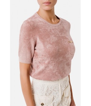 MK37S16E2 Elisabetta Franchi t-shirt in ciniglia malva