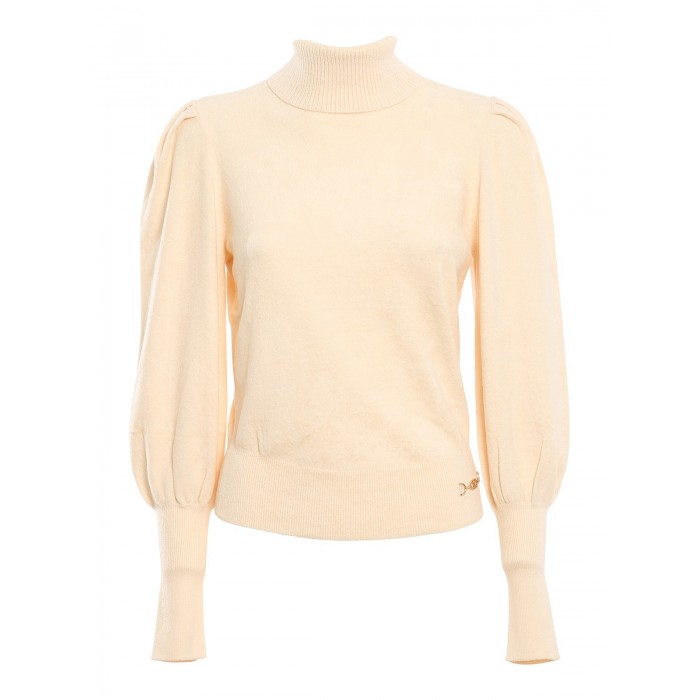 Elisabetta Franchi dolcevita in ciniglia burro