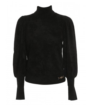 Elisabetta Franchi dolcevita in ciniglia nero MK35S16E2