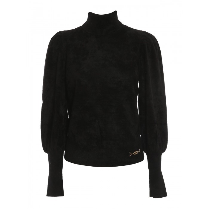 Elisabetta Franchi dolcevita in ciniglia nero MK35S16E2