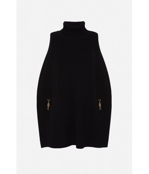 MK49S16E2 Elisabetta Franchi mantella nero con il collo alto