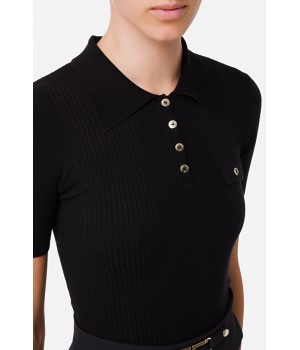 MK24B16E2 Elisabetta Franchi maglia polo a costine nero