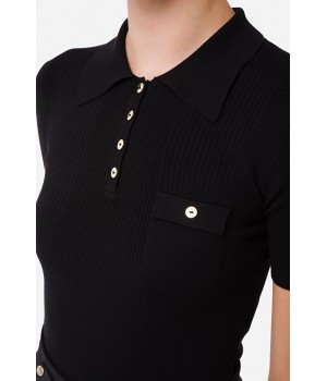 MK24B16E2 Elisabetta Franchi maglia polo a costine nero