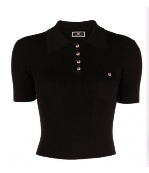MK24B16E2 Elisabetta Franchi maglia polo a costine nero
