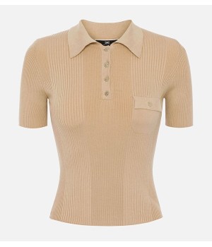 MK24B16E2 Elisabetta Franchi maglia polo a costine cappuccino
